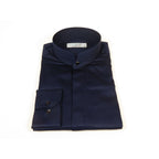 Mens CEREMONIA AVM Turkey Cotton Banded Minister Shirt Angelino-073 Navy