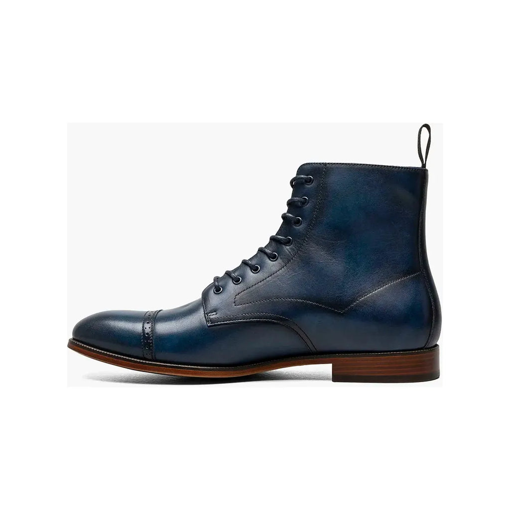 Stacy Adams Henry Cap Toe Lace Up Boot Leather Navy 25718-410