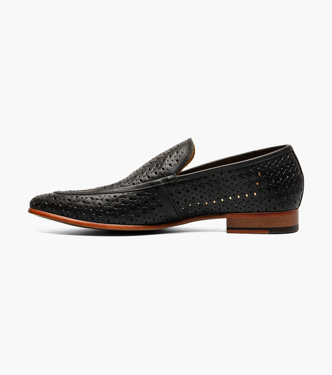 Stacy Adams Winden Moc Toe Perf Slip On Shoes oversized Black 25645-001