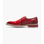 Stacy Adams Bartram Plain Toe Monk Strap Patent Shoes Red 25724-600