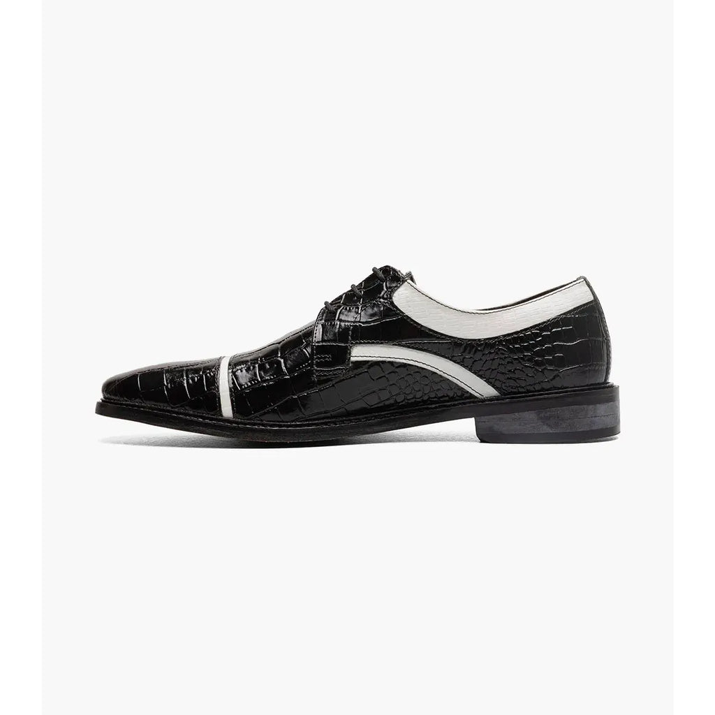 Stacy Adams Fiorentino Cap Toe Oxford Print Leather 25814-111 Black & White