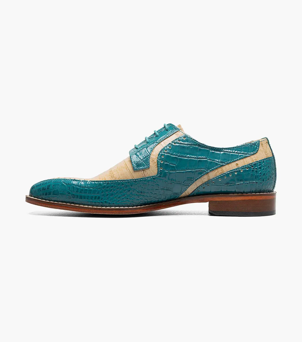 Stacy Adams Talamanco Bike Toe Oxford Animal Print Teal Multi 25788-448