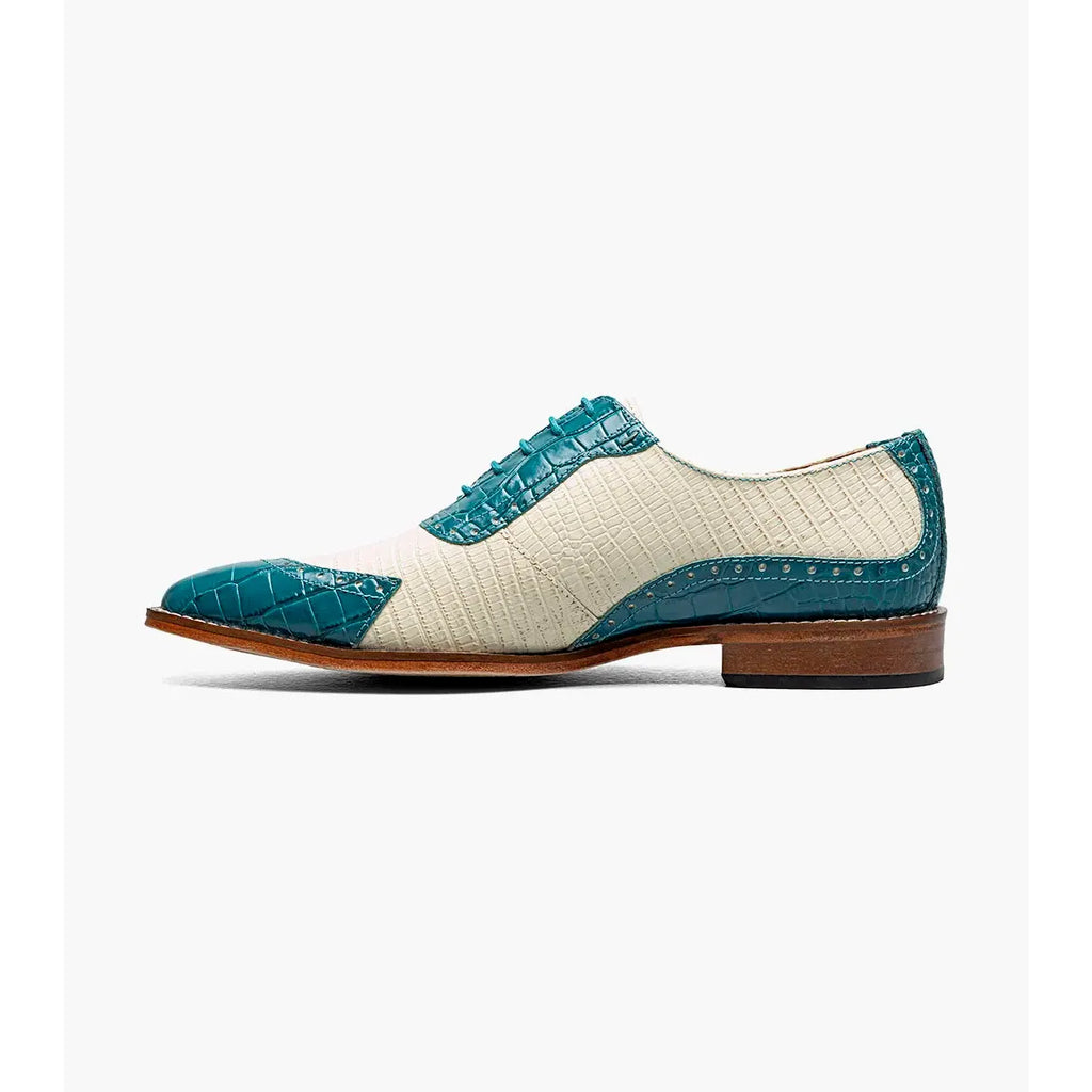 Stacy Adams Tarango Modified Cap Toe Oxford Shoes Navy Teal 25770-448