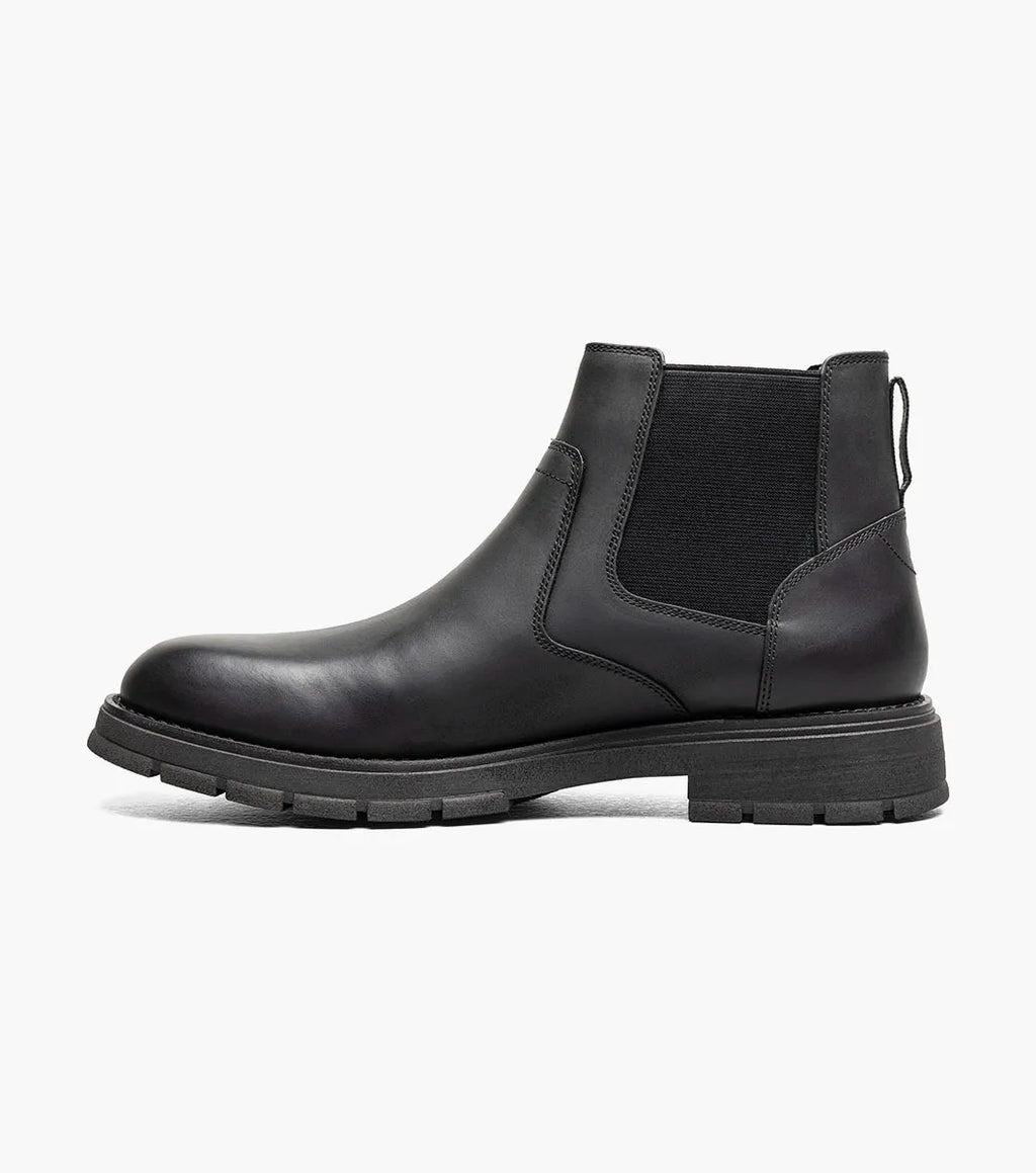 Nunn Bush Briggs Plain Toe Chelsea Boot Black Waxy 85178-010