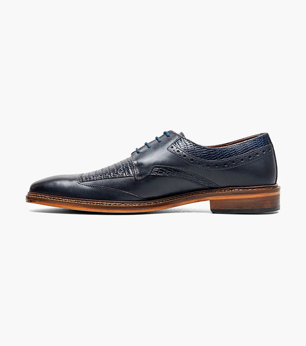 Stacy Adams Gambetta Modified Cap Toe Oxford Leather Shoes Navy 25780-410