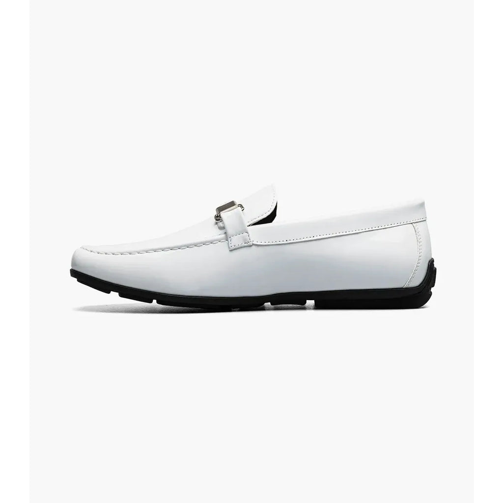 Stacy Adams Sheridan Moc Toe Bit Slip On Shoes White Patent 25761-122