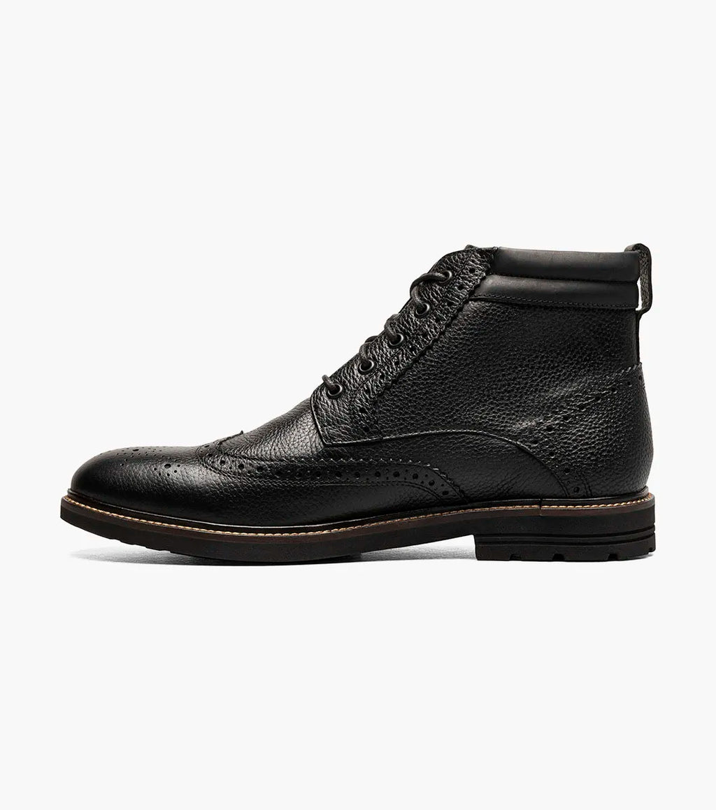 Nunn Bush Odell II Wingtip Boot Lightweight Black Tumbled 85089-007