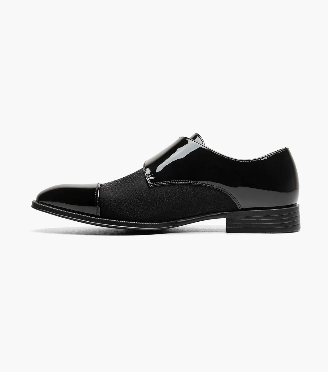 Stacy Adams Sutherland Cap Toe Monk Strap Tuxido Shoes Black 25793-001