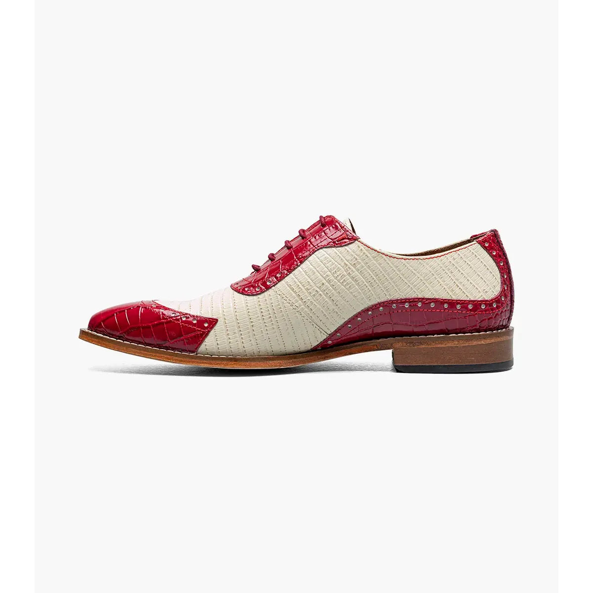 Stacy Adams Tarango Modified Cap Toe Oxford Shoes Raspberry/Ivory 25770-695