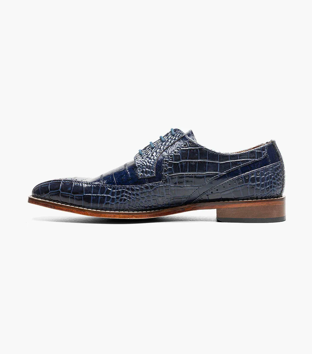 Stacy Adams Talamanco Bike Toe Oxford Animal Print Blue 25788-400