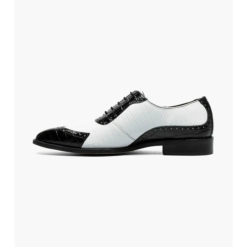 Stacy Adams Tarango Modified Cap Toe Oxford Shoes Black White 25770-111