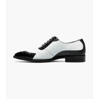 Stacy Adams Tarango Modified Cap Toe Oxford Shoes Black White 25770-111