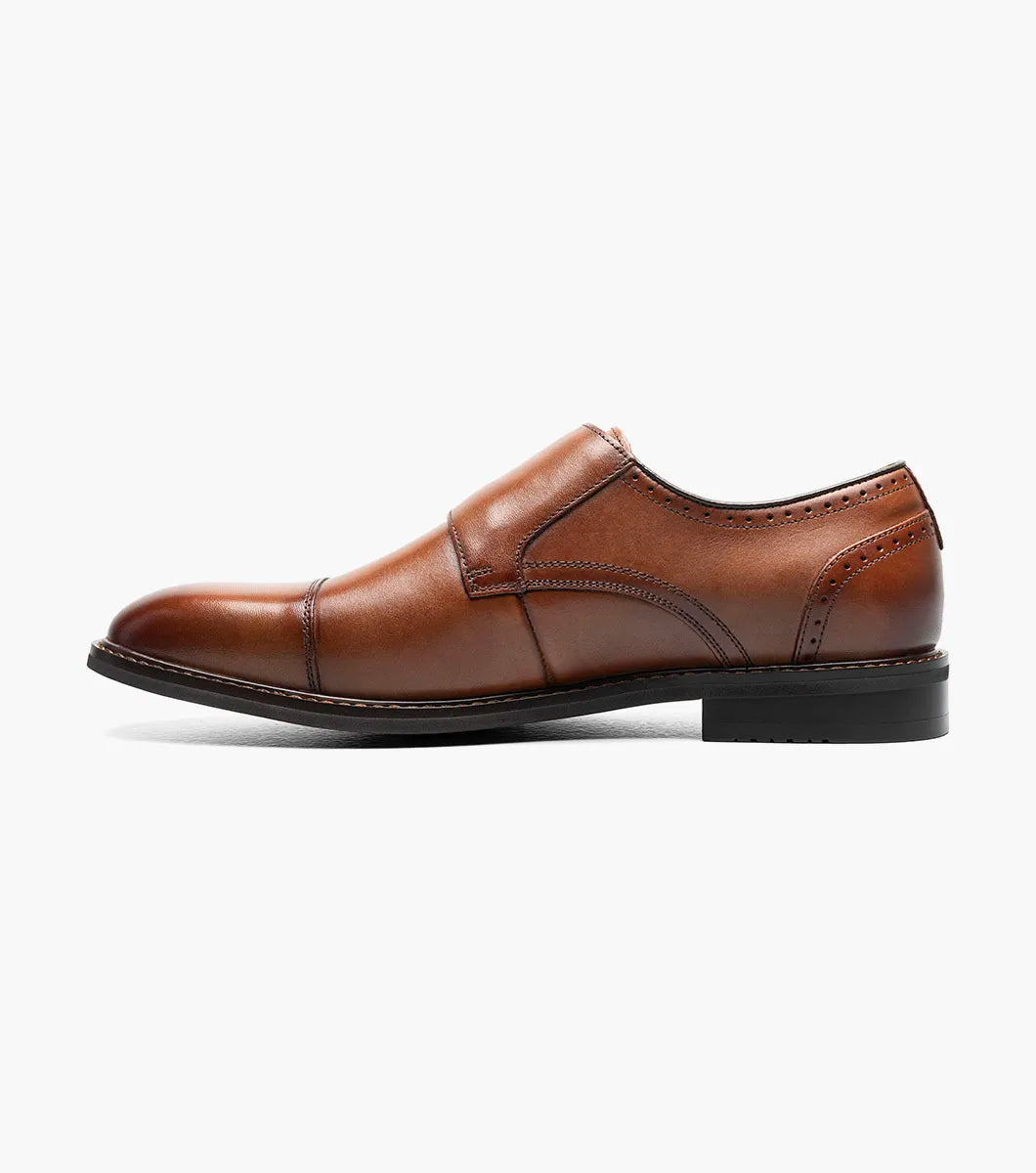 Stacy Adams Boswell Cap Toe Double Monk Strap Shoes Brandy 25779-226