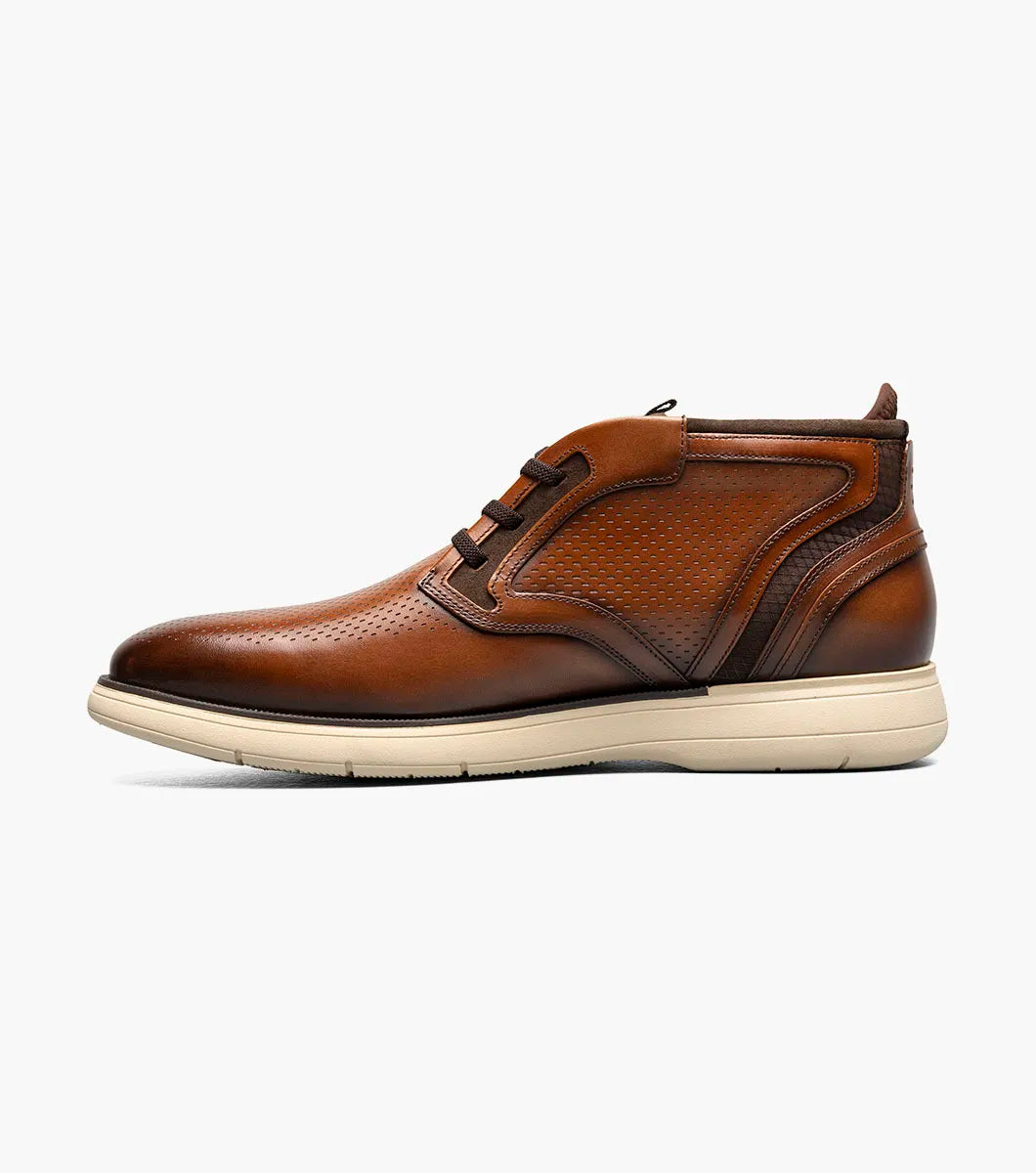 Stacy Adams Eastmont Plain Toe Elastic Lace Chukka Boot Cognac 25748-221