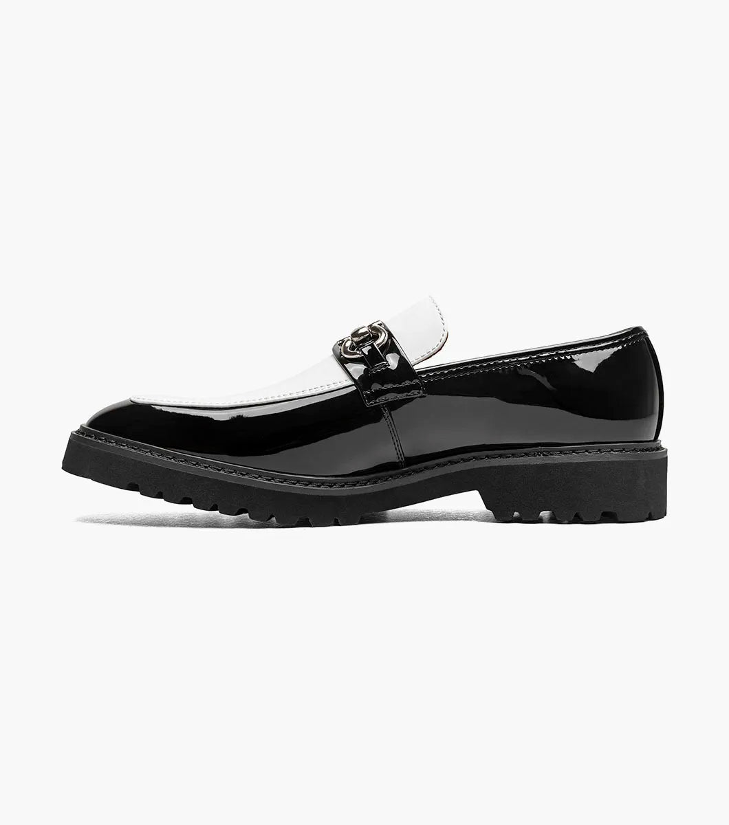 Stacy Adams Carabello Moc Toe Bit Slip On Black and White  25804-111