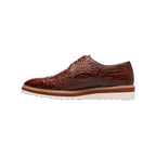 25725-221 Cognac Stacy Adams Alario Wingtip Croco Embossed Leather Shoes