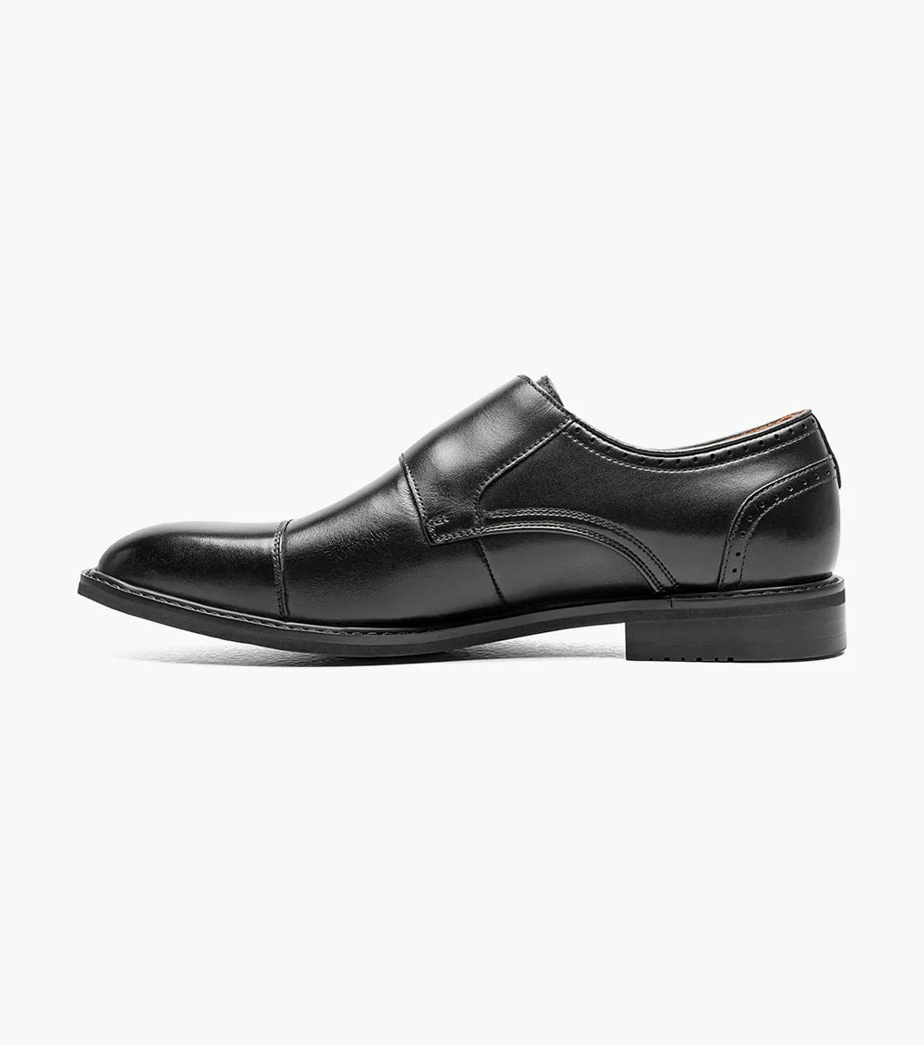 Stacy Adams Boswell Cap Toe Double Monk Strap Shoes Black 25779-001