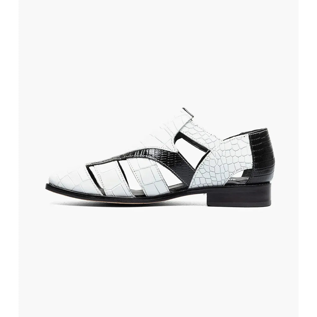 Stacy Adams Calandro City Summer Sandal Black And White 25695-111