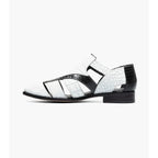 Stacy Adams Calandro City Summer Sandal Black And White 25695-111