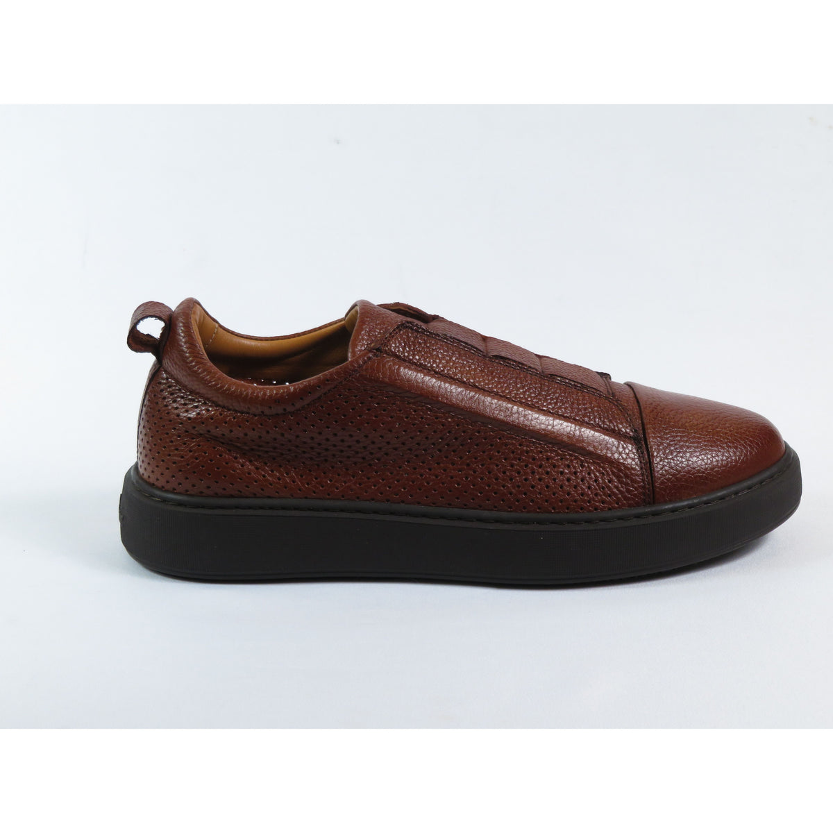 Men's Fashion Sneaker Shoes By SHENBINS Soft Deer Leather Hand Made in Turkey 0811 Tobacco