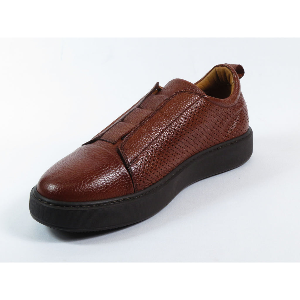 Men's Fashion Sneaker Shoes By SHENBINS Soft Deer Leather Hand Made in Turkey 0811 Tobacco