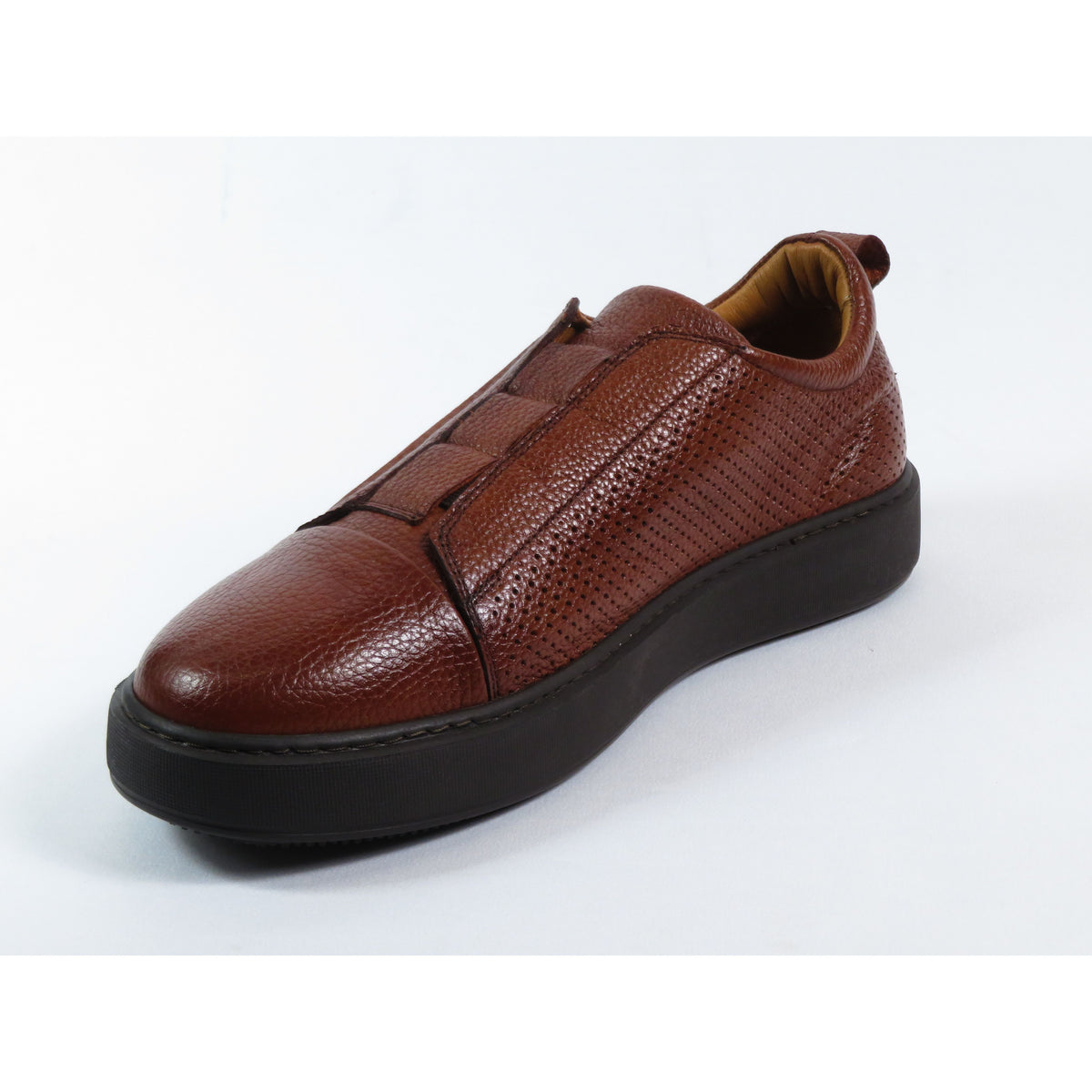 Men's Fashion Sneaker Shoes By SHENBINS Soft Deer Leather Hand Made in Turkey 0811 Tobacco