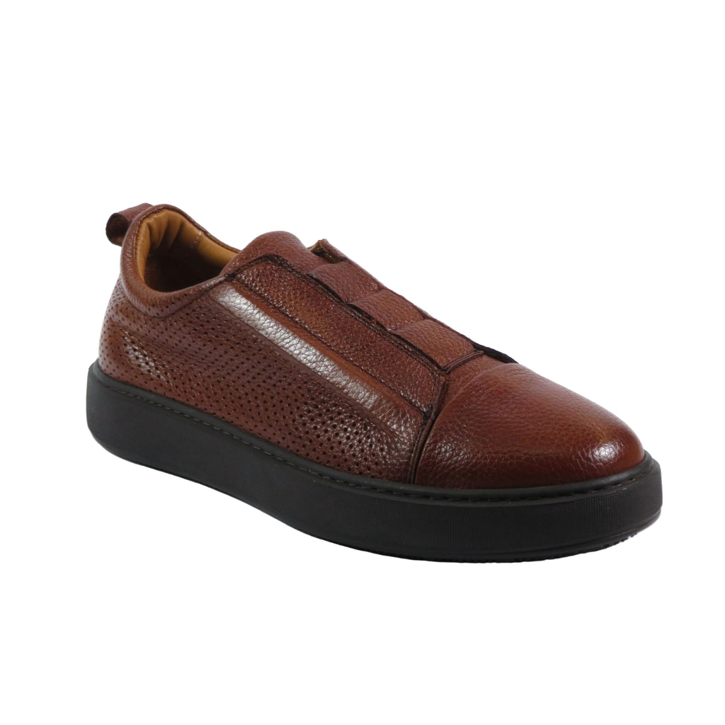 Men's Fashion Sneaker Shoes By SHENBINS Soft Deer Leather Hand Made in Turkey 0811 Tobacco