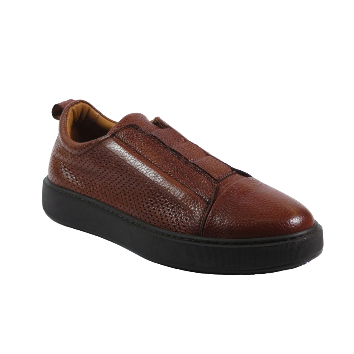 Men's Fashion Sneaker Shoes By SHENBINS Soft Deer Leather Hand Made in Turkey 0811 Tobacco
