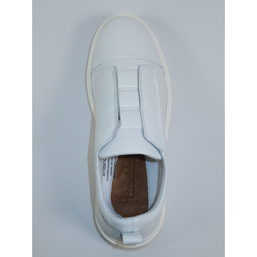 Men's Fashion Sneaker Shoes By SHENBINS Soft Deer Leather Hand Made in Turkey 0811 White