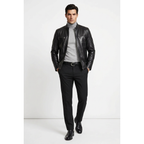 Men's VIA CONDOTTI Fine Lamb Skin Leather Zipper Jacket 081 Black
