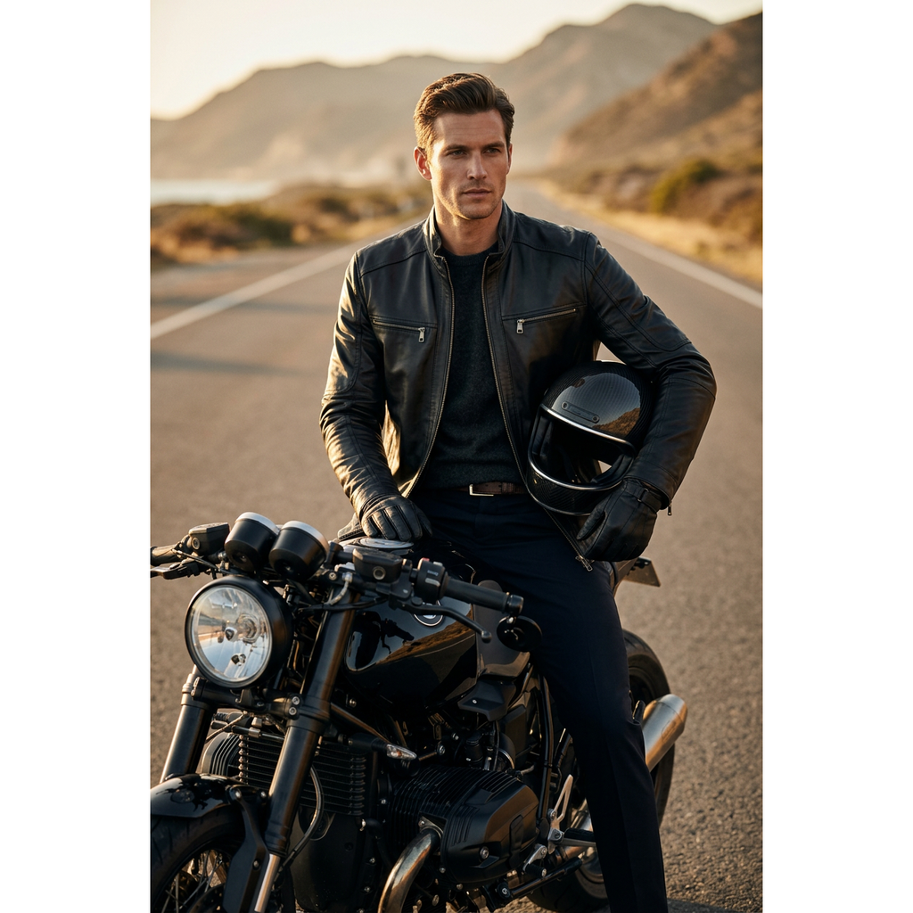Men's VIA CONDOTTI Fine Lamb Skin Leather Zipper Jacket 081 Black