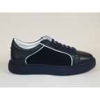 Men's Fashion Sneaker Shoes By SHENBINS Soft Deer Leather Hand Made in Turkey 0830 Navy White