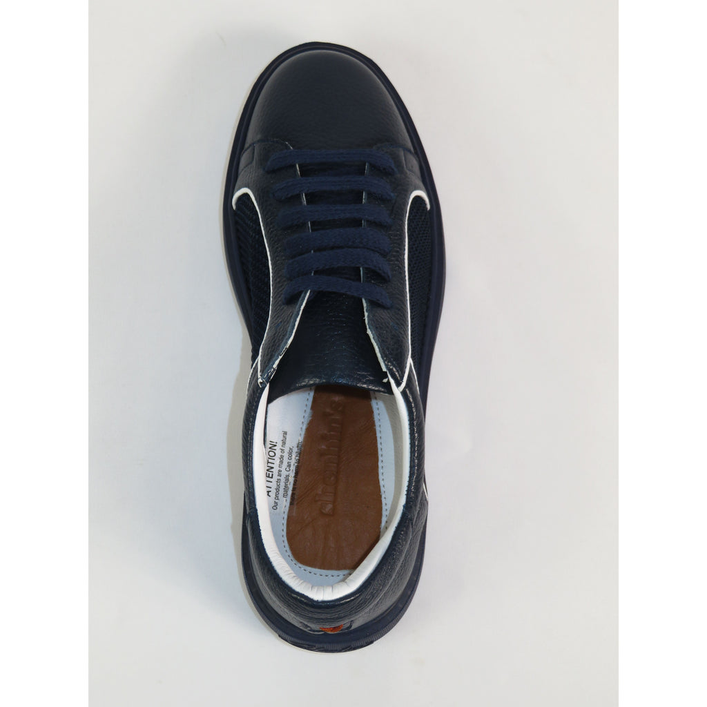 Men's Fashion Sneaker Shoes By SHENBINS Soft Deer Leather Hand Made in Turkey 0830 Navy White
