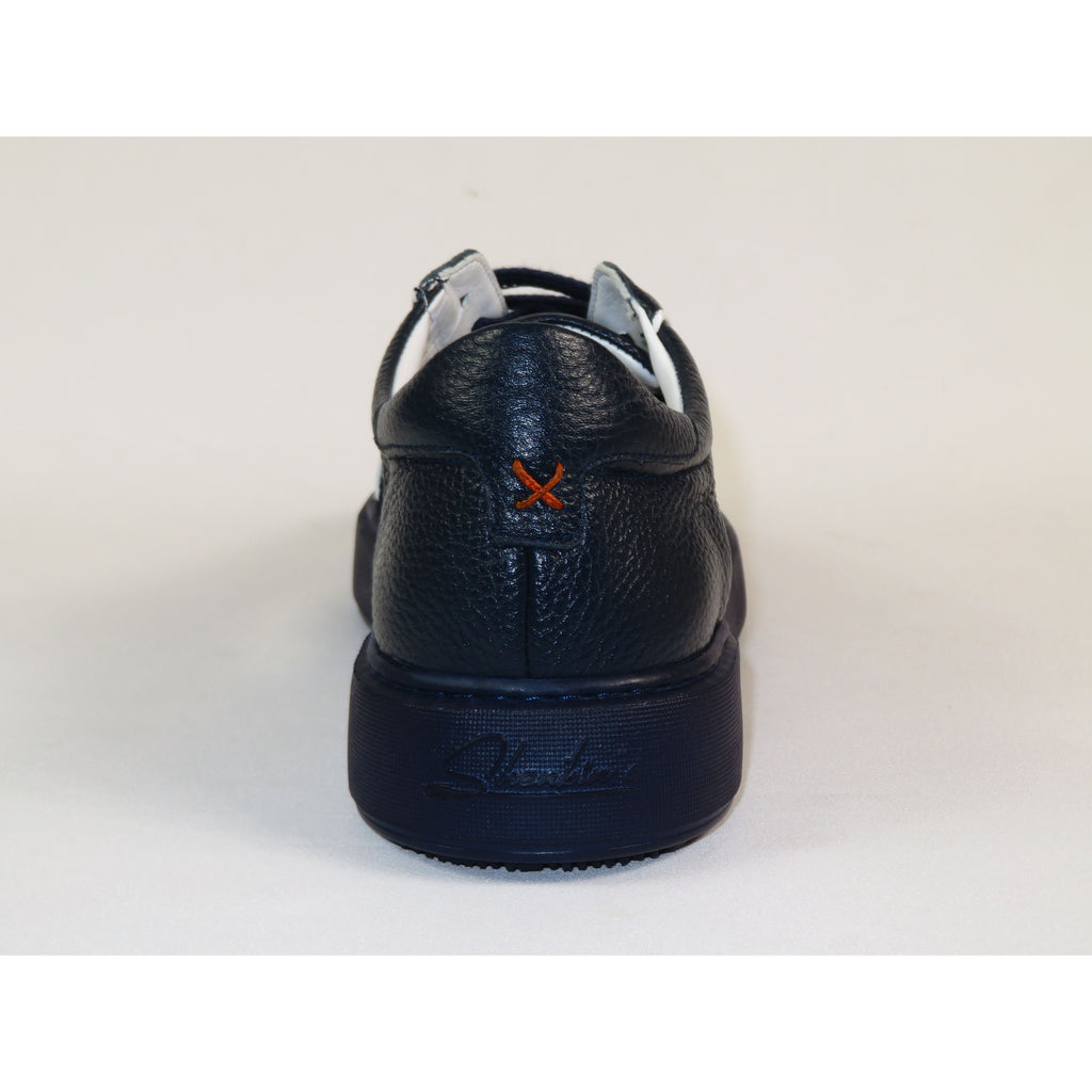 Men's Fashion Sneaker Shoes By SHENBINS Soft Deer Leather Hand Made in Turkey 0830 Navy White