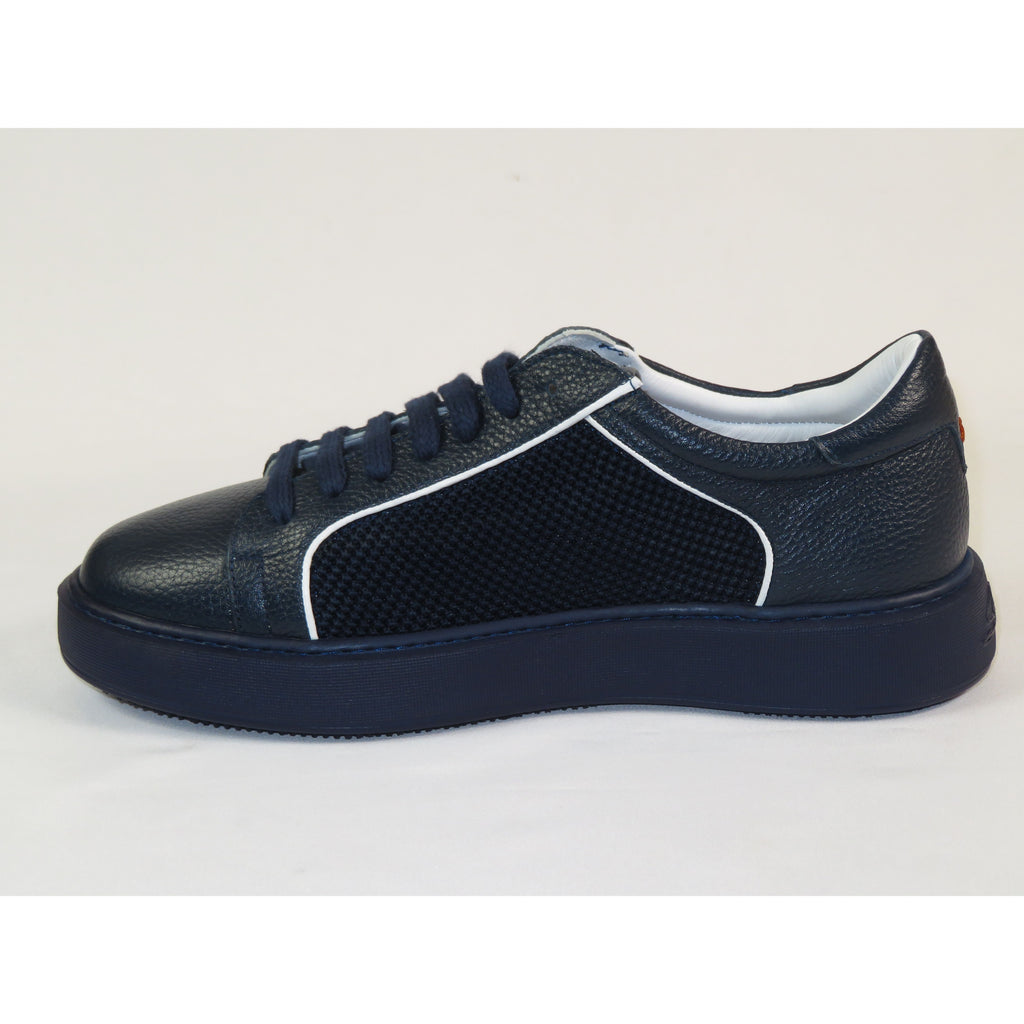 Men's Fashion Sneaker Shoes By SHENBINS Soft Deer Leather Hand Made in Turkey 0830 Navy White