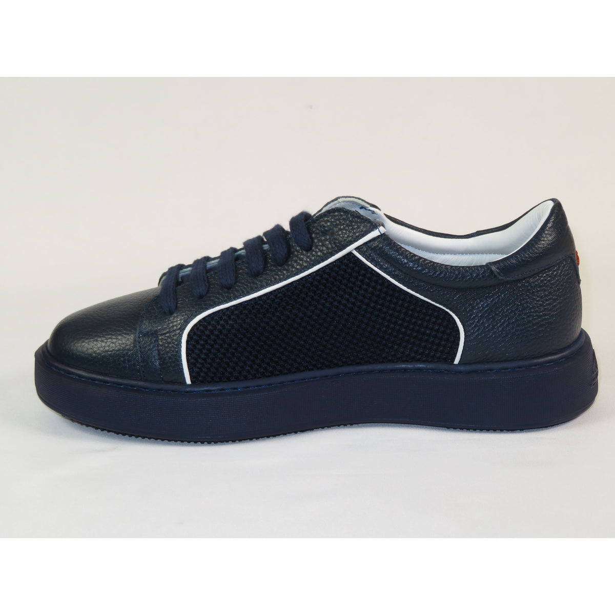 Men's Fashion Sneaker Shoes By SHENBINS Soft Deer Leather Hand Made in Turkey 0830 Navy White