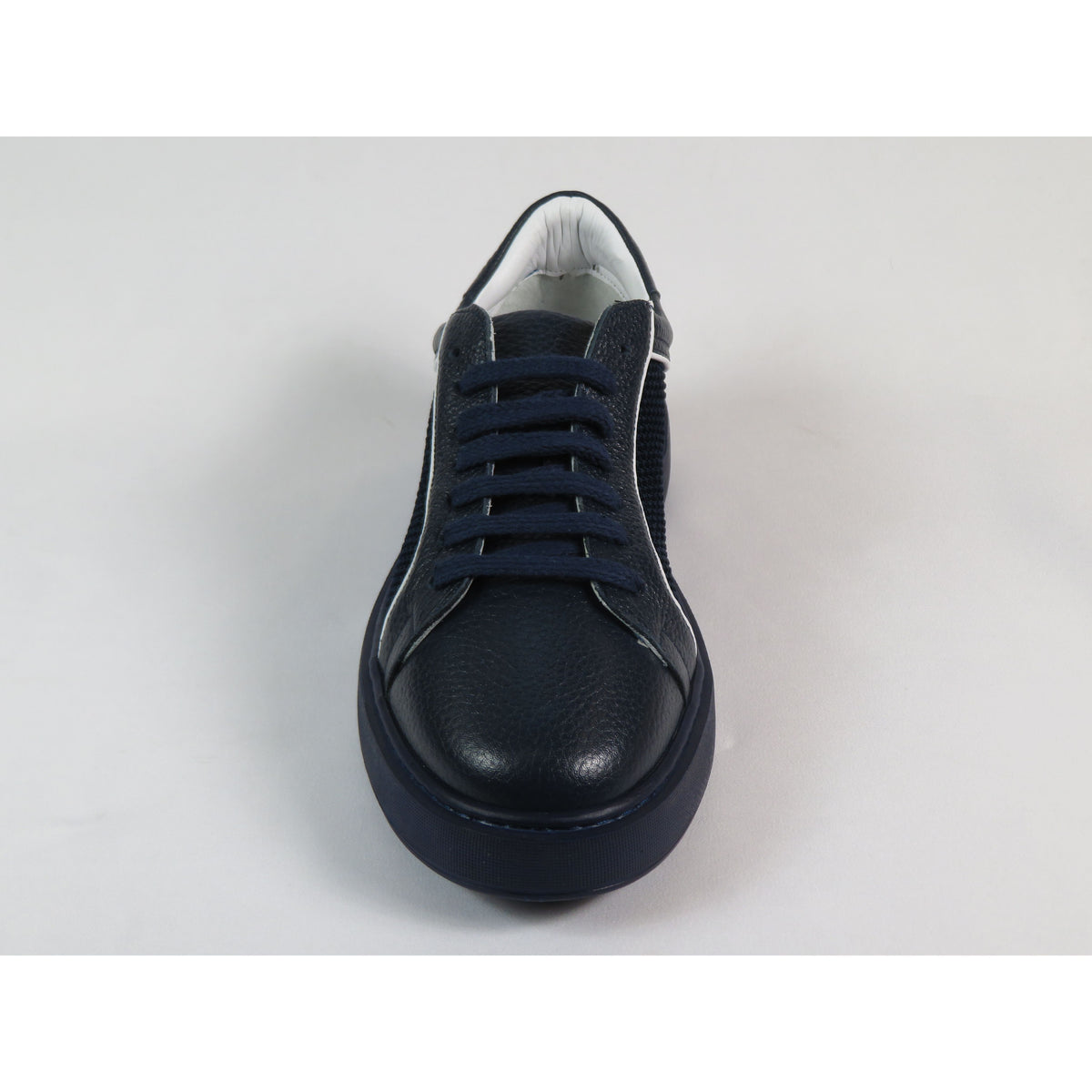 Men's Fashion Sneaker Shoes By SHENBINS Soft Deer Leather Hand Made in Turkey 0830 Navy White