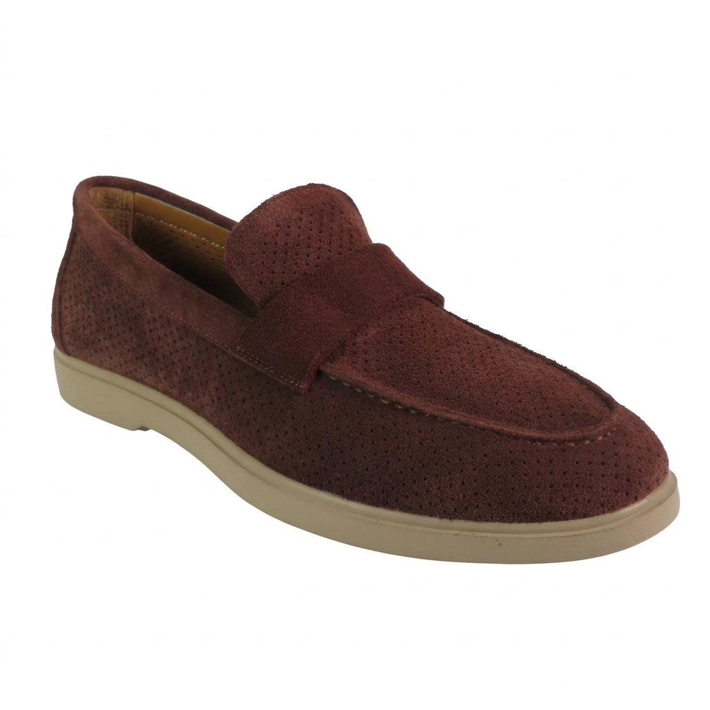 Men's Slip On Shoes By SHENBINS Soft Suede Leather Hand Made in Turkey 0870 Brown