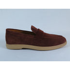 Men's Slip On Shoes By SHENBINS Soft Suede Leather Hand Made in Turkey 0870 Brown