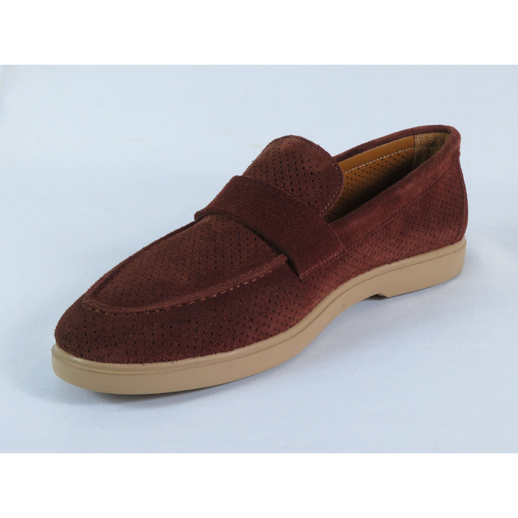 Men's Slip On Shoes By SHENBINS Soft Suede Leather Hand Made in Turkey 0870 Brown