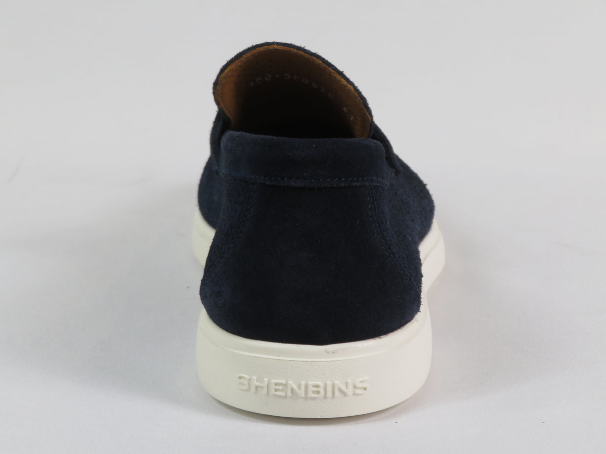 Men's Slip On Shoes By SHENBINS Soft Suede Leather Hand Made in Turkey 0870 Navy