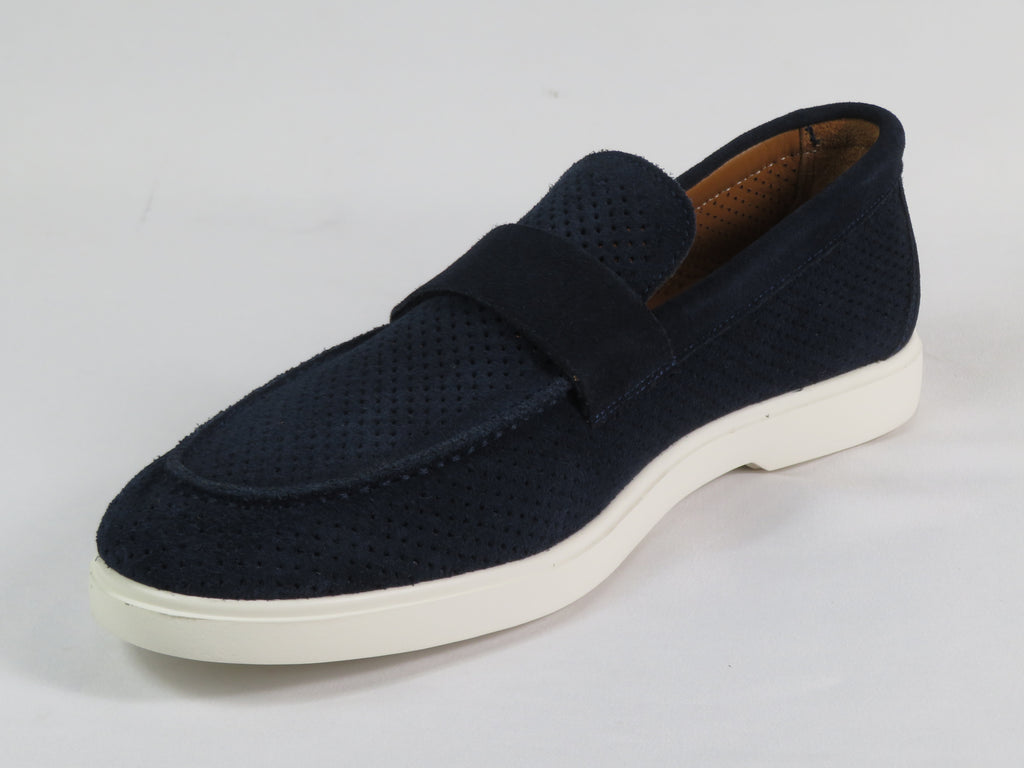 Men's Slip On Shoes By SHENBINS Soft Suede Leather Hand Made in Turkey 0870 Navy