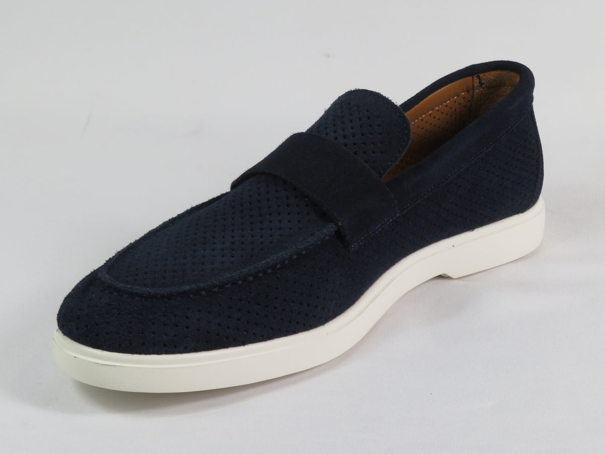 Men's Slip On Shoes By SHENBINS Soft Suede Leather Hand Made in Turkey 0870 Navy