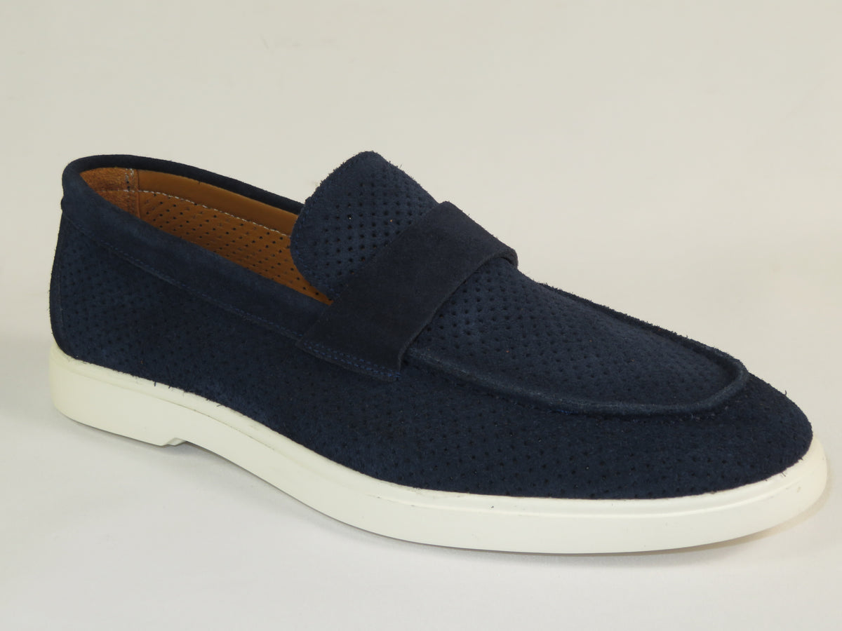 Men's Slip On Shoes By SHENBINS Soft Suede Leather Hand Made in Turkey 0870 Navy