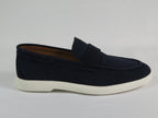 Men's Slip On Shoes By SHENBINS Soft Suede Leather Hand Made in Turkey 0870 Navy