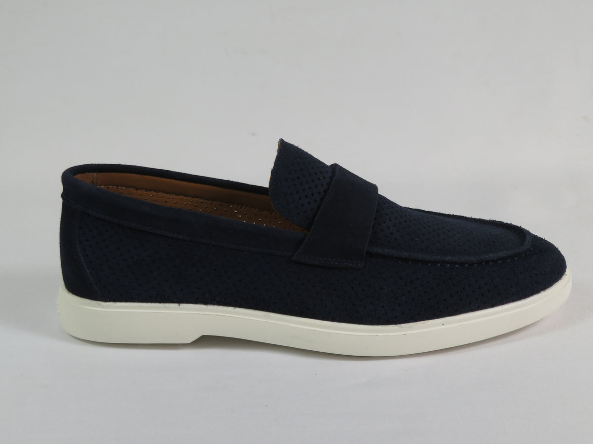 Men's Slip On Shoes By SHENBINS Soft Suede Leather Hand Made in Turkey 0870 Navy