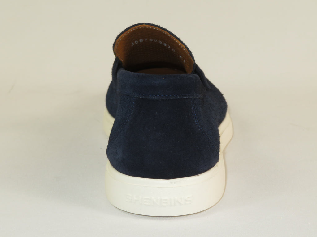 Men's Slip On Shoes By SHENBINS Soft Suede Leather Hand Made in Turkey 0870 Navy