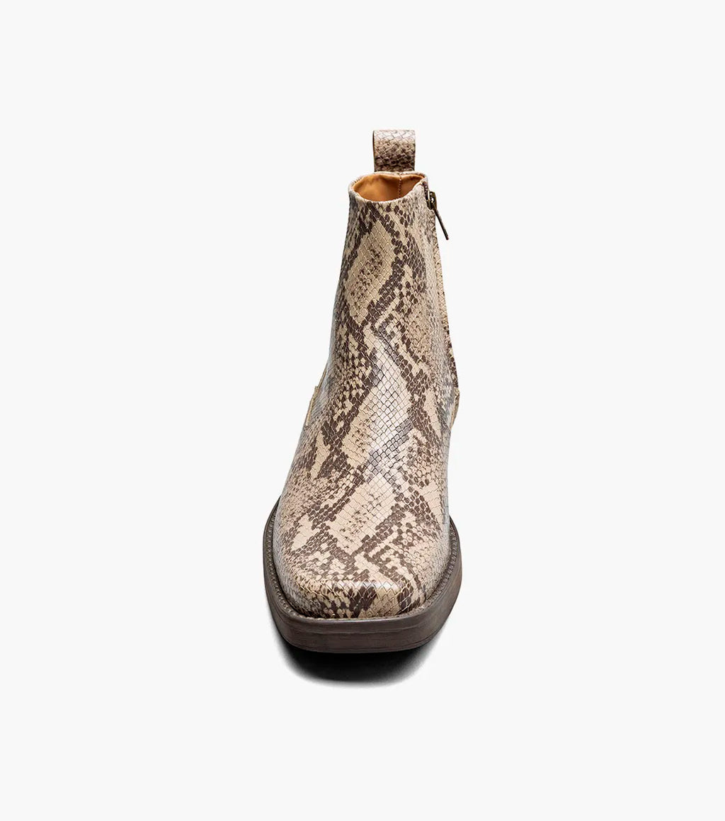 Stacy Adams Shea Plain Toe Side Zip Boot Snakeskin 25786-280 Natural