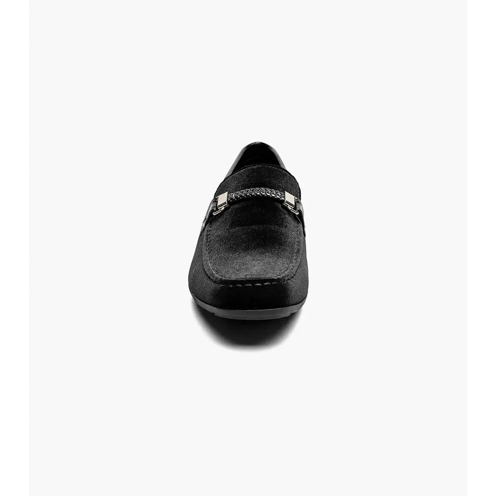 Stacy Adams Sheridan Moc Toe Bit Slip On Shoes velour textile Black 25761-001