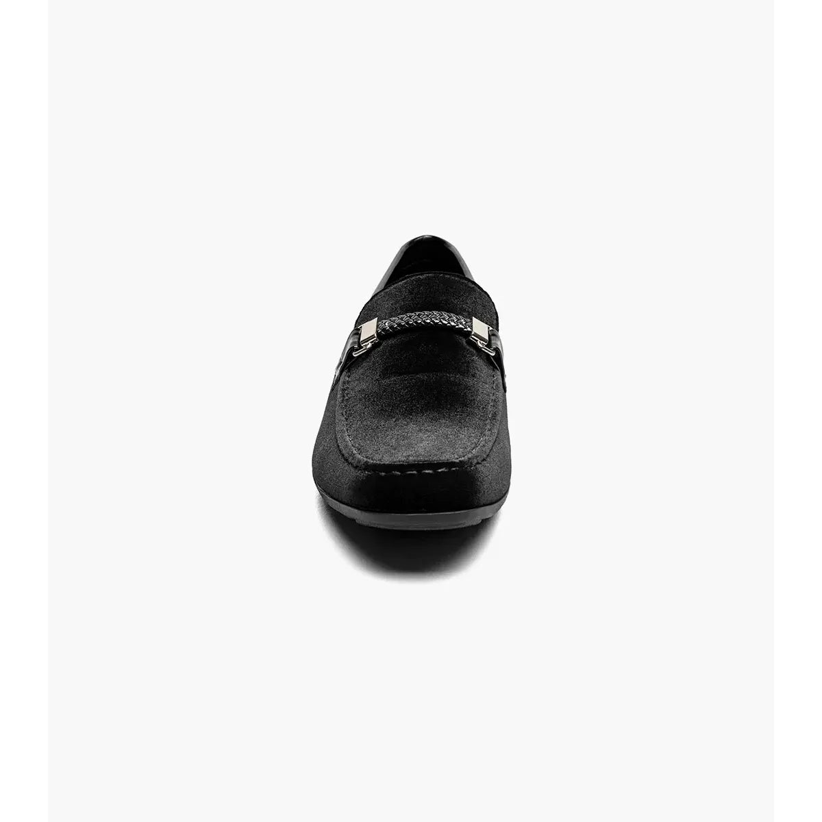 Stacy Adams Sheridan Moc Toe Bit Slip On Shoes velour textile Black 25761-001